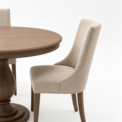 Dkvhdkhhz 5-Piece Kitchen Table & Chairs Set Includes a Round Dining Room Table with Pedestal and 4 Linen Fabric Upholstered Dining Chairs, 36x36 Inch, Cappuccino