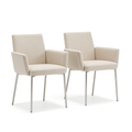 Dkvhdkhhz Set of 2 Linen Dining Room Chairs, Upholstered Kitchen Chairs with Armrests and Backrests, Soft Padded Seat with Metal Legs, Modern Armchairs for Dining Room, Kitchen, and Living Room